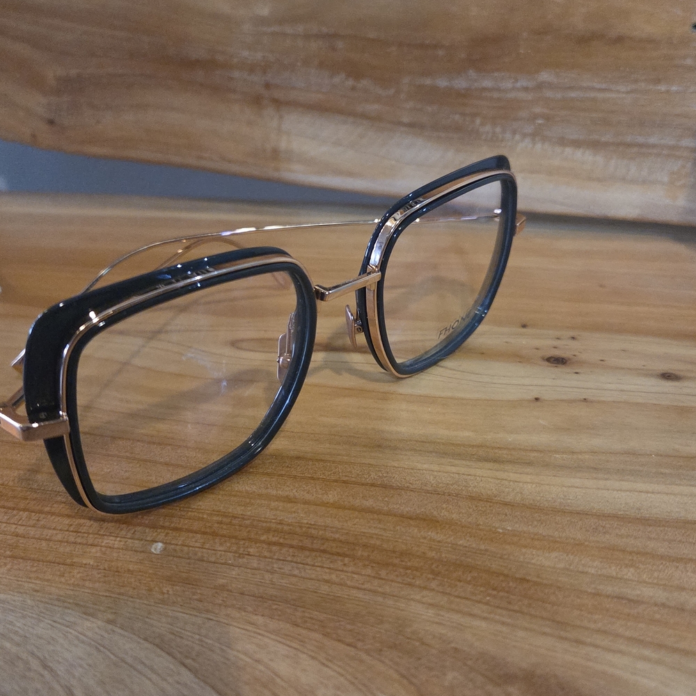 NWOT FHONE Square Glasses with Black and Gold Frame